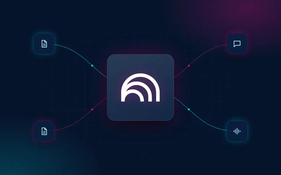 NotebookLM logo connected to documents, chat and audio