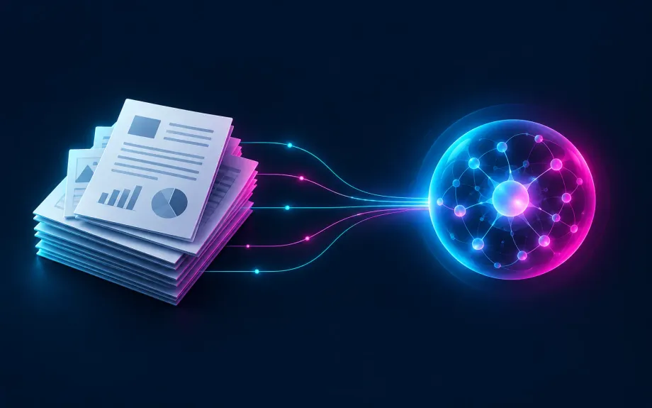Company documents connected to an AI core